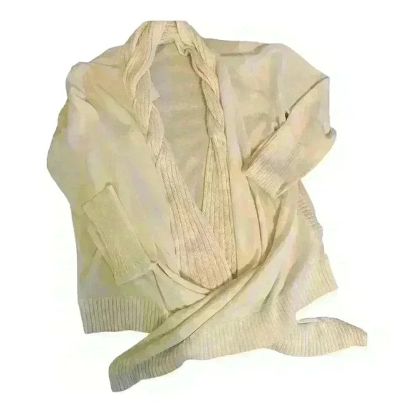 Cache Women's Ivory Open Front Waterfall Cardigan Sweater Size M - Picture 3 of 6